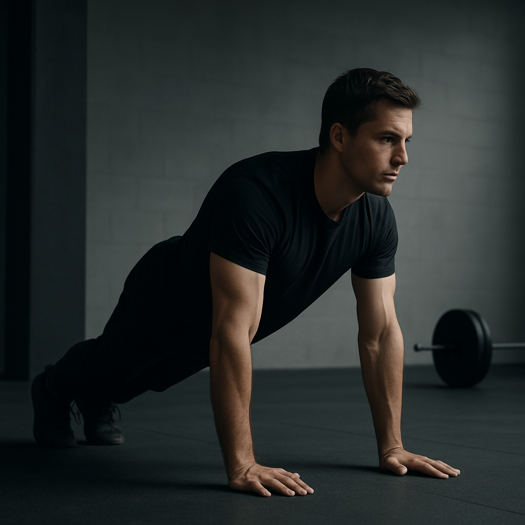 Osoba izvodi sklek kao dio plana treninga u teretani inspiriranog antičkim ratnicima